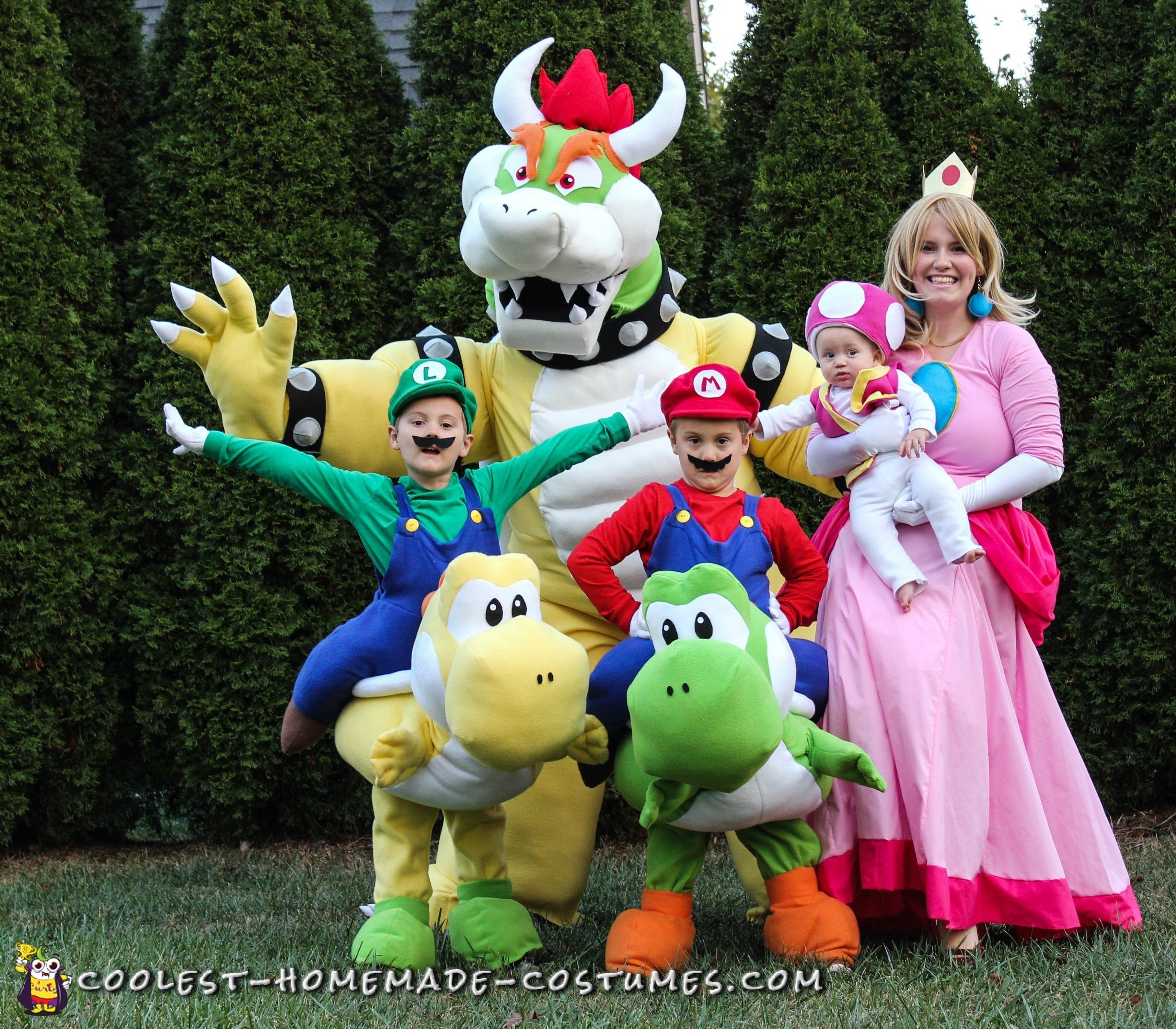 Awesome Homemade Mario Family Costume - Bowser, Mario, Luigi, Toad