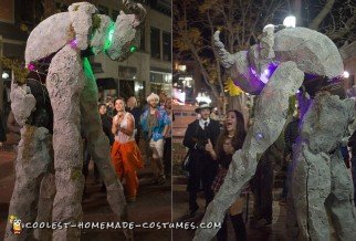 Terrifying Homemade Ancient Stone Spirit Quad Stilt Costume