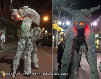 Terrifying Homemade Ancient Stone Spirit Quad Stilt Costume