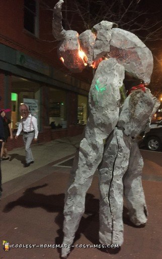 Terrifying Homemade Ancient Stone Spirit Quad Stilt Costume