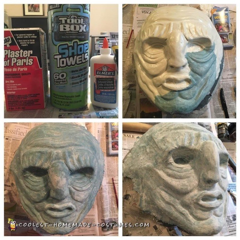 Applying Paper Mache over the Clay Sculpt