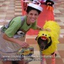 Homemade Big Bird Dog and Oscar the Grouch Handler Costume