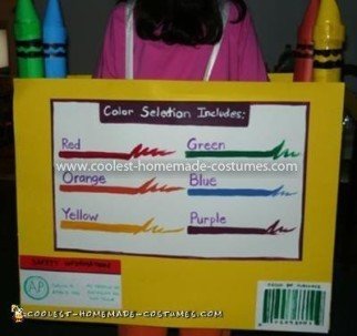 Coolest Crayola Crayon Box Costume - Back of the Crayola Box