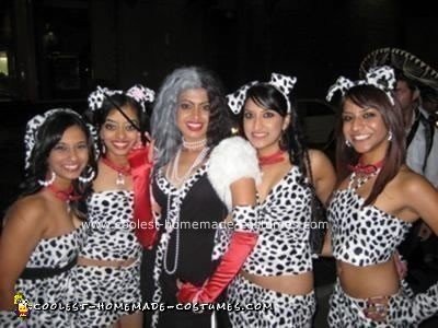 Homemade Cruella and her Dalmatians Group Costume