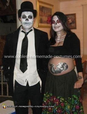 Homemade Day of the Dead Pregnant Belly Costume