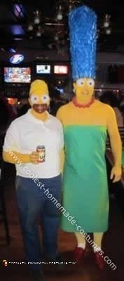 Homemade DIY Homer and Marge Simpson Halloween Couple Costume