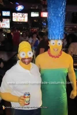 Homemade DIY Homer and Marge Simpson Halloween Couple Costume