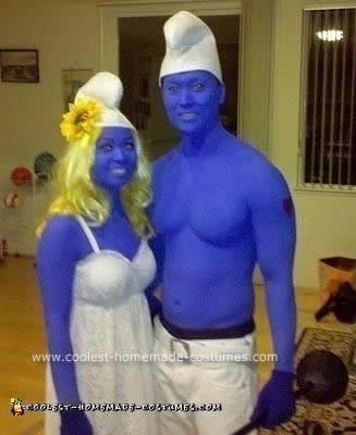 Homemade DIY Smurf Couple Halloween Costume