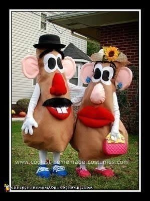 Homemade Do it Yourself Mr and Mrs Potato Head Halloween Costumes