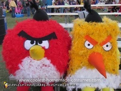 Homemade Feathered Angry Birds Couple Costumes