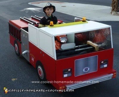 Homemade Fire Truck for Fire Fighter Costume