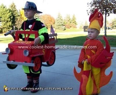 Coolest Firetruck, Fireman and Flame Couple Costume 12