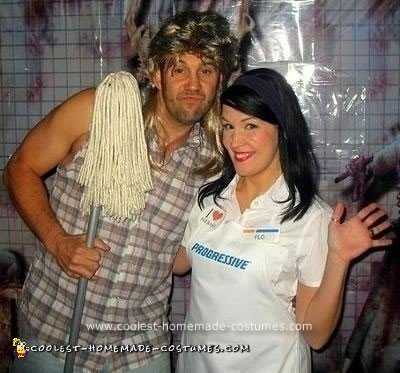 Homemade Flo the Progressive Lady and Joe Dirt Couple Costume