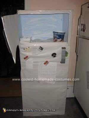 Homemade Frozen Head in Fridge Costume