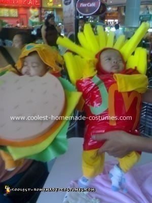 Homemade Hamburger and Fries Costumes for Twins