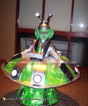 Homemade Alien in a UFO Costume