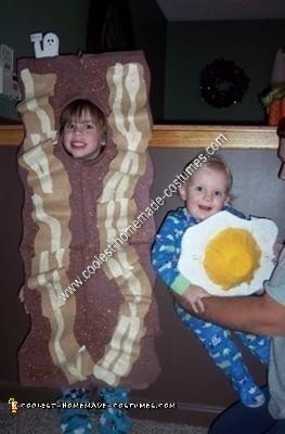 Homemade Bacon and Eggs Child's Couple Halloween Costume Idea