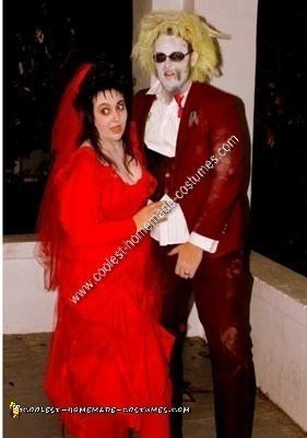 Homemade Beetlejuice and Lydia Halloween Couple Costume Idea