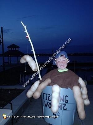 Homemade Bucket of Fishing Worms Costume