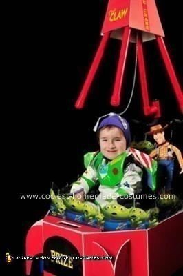 Homemade Claw Machine with Buzz and Woody Wheelchair Costume