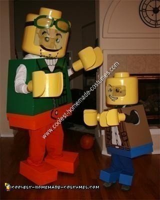 Homemade Clutch and Bernie Lego Men Father and Son Halloween Costumes