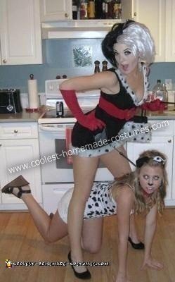 Homemade Cruella Deville and Dalmatians Halloween Costume Ideas