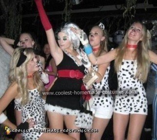 Homemade Cruella Deville and Dalmatians Halloween Costume Ideas