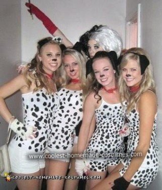 Homemade Cruella Deville and Dalmatians Halloween Costume Ideas