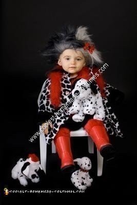 Homemade Cruella Deville Child Halloween Costume Idea