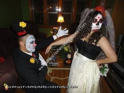 Homemade Dia de los Muertos Bride and Groom Couple Costume