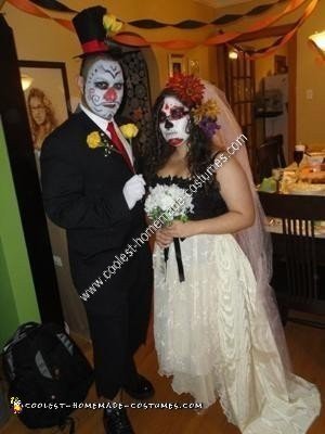 Homemade Dia de los Muertos Bride and Groom Couple Costume