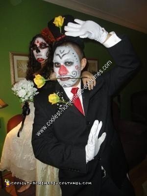 Homemade Dia de los Muertos Bride and Groom Couple Costume