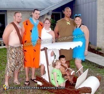 Homemade Flintstone's and The Rubble's Group Costume