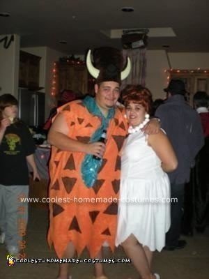 Homemade Fred and Wilma Flintstone Couple Costume