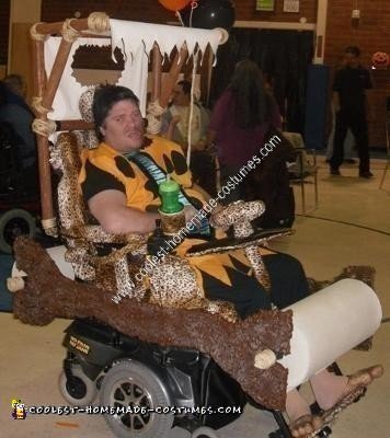 Homemade Fred Flintstone and Flintmobile Wheelchair Costume