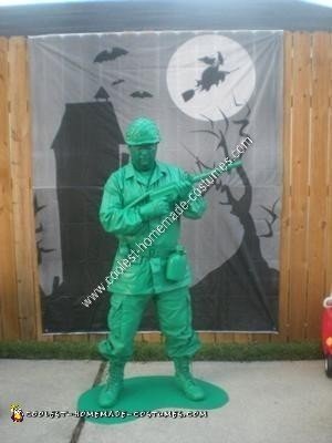Homemade Green Army Man Halloween Costume Idea