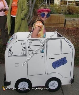 Homemade Hippie in a VW Bus Halloween Costume