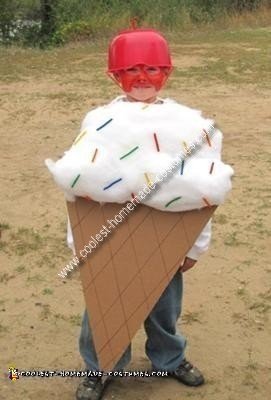 Homemade Ice Cream Cone with Sprinkles and Cherry Top Costume