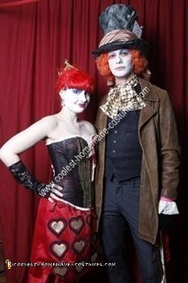 Homemade Mad Hatter and Queen of Hearts Couple Costume