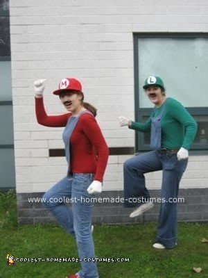 Homemade Mario and Luigi Couple Halloween Costume