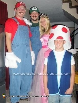 Homemade Mario Bros., Princess Peach and Toad Group Costume