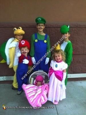 Homemade Mario Children's Group Halloween Costume