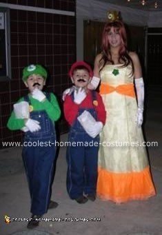 Homemade Mario, Luigi and Princess Daisy Costumes