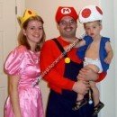 Homemade Mario, Peach and Toad Family Costume