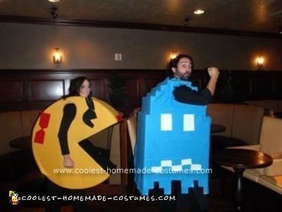 Homemade Ms Pac Man and Ghost Halloween Couple Costume