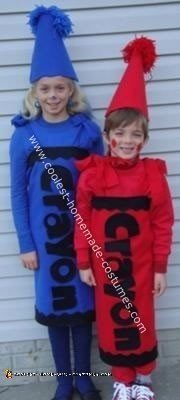 Homemade No Sew Child Crayon Halloween Costume