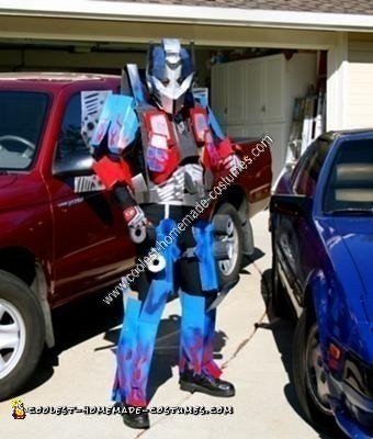 Homemade Optimus Prime Adult Halloween Costume Idea