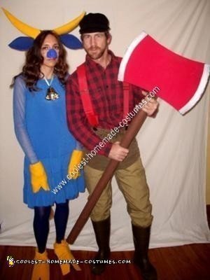 Homemade Paul Bunyan and Babe The Blue Ox Couple Costumes