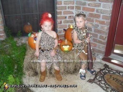 Homemade Pebbles and Bam Bam Costumes