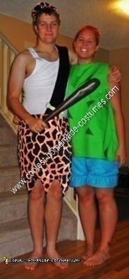 Homemade Pebbles and Bam Bam Couple Halloween Costume